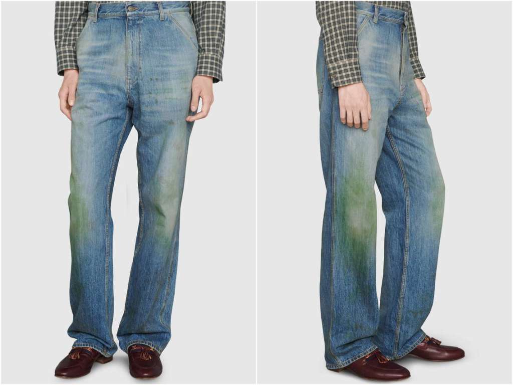 Gucci Luxury Denim Grass Stained