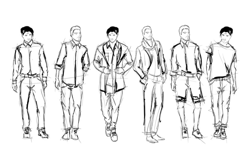 Vector Set of Sketch Fashion Male Models Stock Illustration  Illustration  of model color 83513529