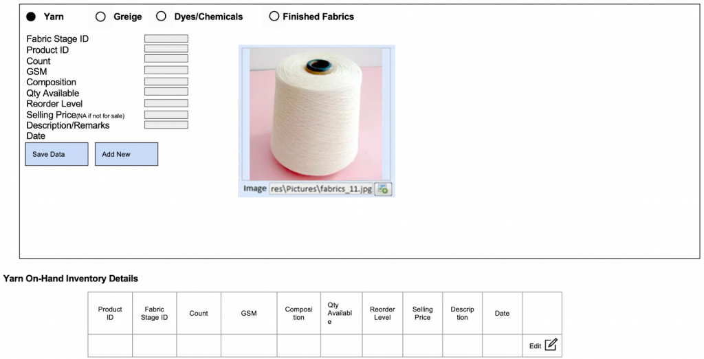 on hand inventor management details